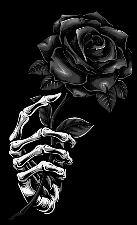 Roses And Skulls Wallpaper, Skull Holding Rose, Skeleton Hand Holding Rose, Hand Holding Rose, Dark Roses Tattoo, Evil Tattoos, Red And Black Wallpaper, Cute Birthday Pictures, Goth Wallpaper