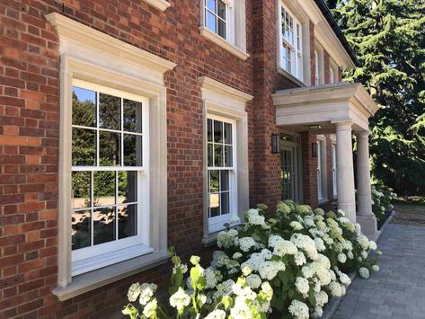 Cast Stone Window Surrounds | Acanthus Cast Stone Limestone Window Surround, Stone Window Surround, Window Surround Exterior, Stone Window Frame, Cast Stone Exterior, Stone Window Sill, Exterior Window Sill, Stone Porches, Georgian Architecture