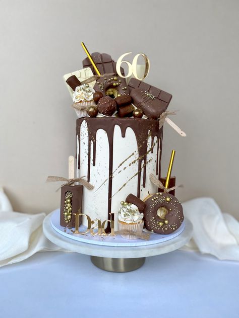 Tall Chocolate Cake Designs, Chocolate Overload Cake, Cake Design For Men, Cupcake Business, Tall Cake, Daisy Cake, 7 Cake, Chocolate Cake Designs, 50th Cake