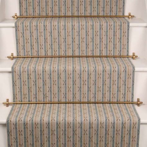 Crossland 4 Stair Wool Stair Runner, Striped Stair Runner, Distressed Floors, Reclaimed Wood Floors, Staircase Runner, Hall Flooring, Grey Wood Floors, Fall Living Room Decor, Stairway Design