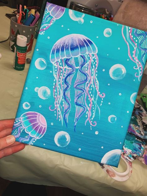 Carcase Iphone, Jellyfish Painting, Jellyfish Art, Posca Art, Simple Canvas Paintings, Cute Canvas Paintings, Easy Canvas Art, Canvas Painting Designs, Art Painting Gallery