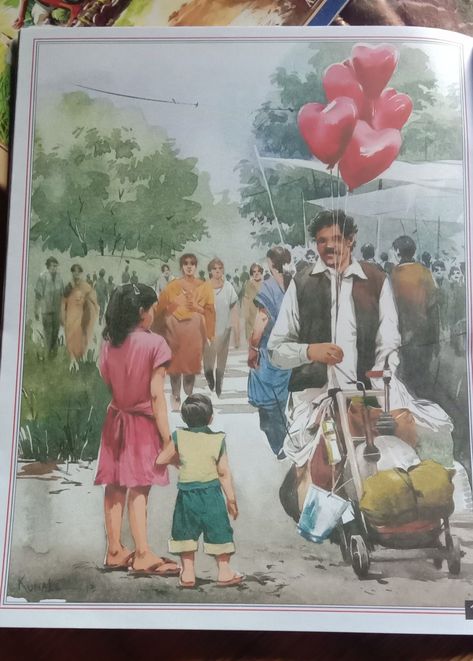 Ballon Seller Drawing Composition, Balloon Seller Painting, Ballon Seller Memory Drawing, Balloon Seller Memory Drawing, Nature Study Drawing Sketch, Balloon Seller Drawing, Village Market Scene Drawing, Watercolour Composition, Market Sketch