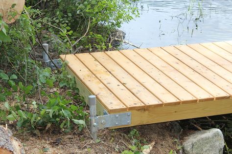 Wood Framed Trail Bridge Hardware - Boat Docks Floating Dock Plans, Diy Dock, Building A Dock, Boat Docks, Farm Pond, Fishing Dock, Lake Dock, Lakefront Living, Floating Deck