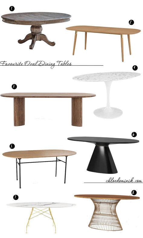 Favourite finds oval tables for the dining room! #ovaltabledining #ovaltable #ovaltables Oval Dinner Table, Oval Dining Tables, Oval Tables, Kitchen Banquette, Small Space Interior Design, Dining Room Interiors, Table Inspiration, Contemporary Dining Room, Dining Room Storage