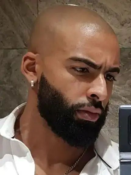 Bald Haircut: All You Should Know Before Shaving Your Head Black Bald Men Style, Bald And Bearded Men, Bald Bearded Men, Bald Aesthetic, Beard Styles Bald, Bald Head With Beard, Bald Black Man, Bald Haircut, Pimple Extraction