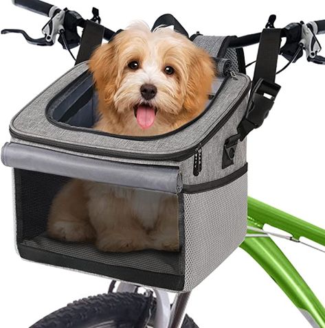 Dog Basket For Bike, Dog Bike Seat, Pet Bike Basket, Dog Bike Carrier, Dog Bike Basket, Dog Bike, Biking With Dog, Dog Basket, Pet Backpack