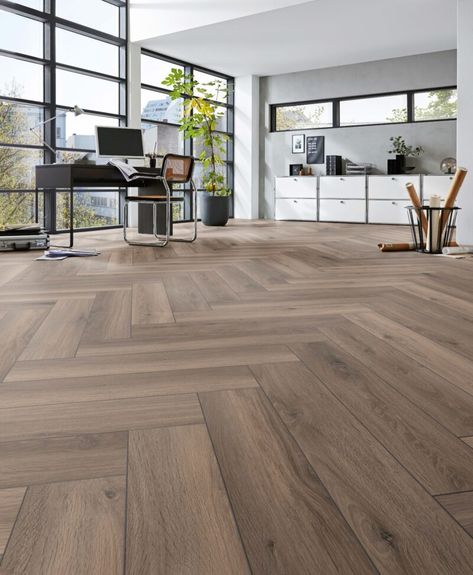 8mm x 133mm x 665mm HERRINGBONE FERRARA OAK LAMINATE FLOORING AC4 - Whiteriver Group Dark Herringbone Floor, Herringbone Laminate Flooring, Laminate Design, Laminate Flooring Colors, Stone Laminate, Oak Parquet Flooring, Parquet Floor, Wood Parquet Flooring, Bedroom Decor For Small Rooms