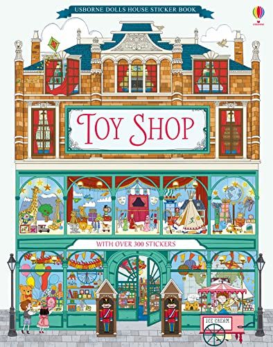 Christmas Toy Shop, Plush Giraffe, Science Equipment, Sticker Books, Craft Area, Shop Illustration, Train Sets, Cottage Art, House Illustration