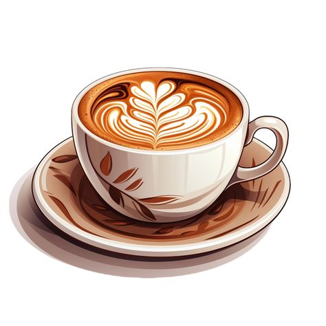 Latte Art Illustration, Latte Drawing, Coffee Designs Art, Coffee Cup Art, Store Design Boutique, Food Clipart, Coffee Drawing, Coffee Illustration, Cafe Art