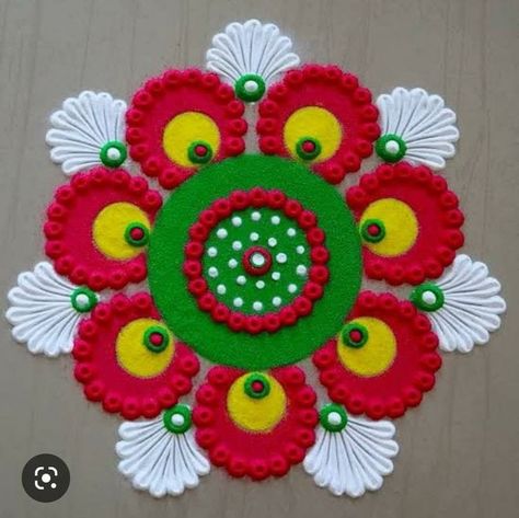 Flower Design Rangoli Beautiful, Simple Color Rangoli Designs, Diwali Rangoli Designs Beautiful, Mandala Rangoli Designs, Rangoli Designs Videos, Easy Rangoli Patterns, Elementary Chemistry, Flower Wall Decor Diy, Mehendi Ideas