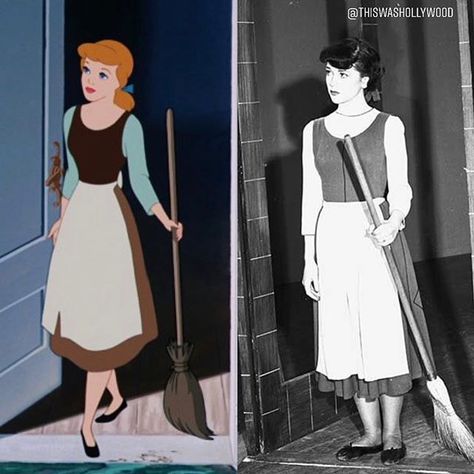 Helene Stanley doing live action reference for Disney’s Cinderella (1950), with Jeffrey Stone as Prince Charming, Mary Alice O’Connor as… Helene Stanley, Disney Cinderella Movie, Action Reference, Cinderella 1950, Disney Princess Facts, Disney Cartoon Characters, Disney Fun Facts, Disney Nerd, Disney Facts