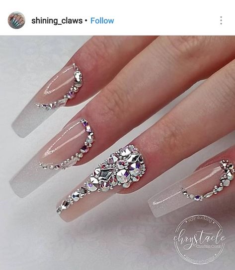 Diamond Nail Designs, Nails Design With Rhinestones, Her Nails, Super Nails, Ideas Nails, Trendy Nail Art, Diamond Nails, Nails Inc, Coffin Nails Designs