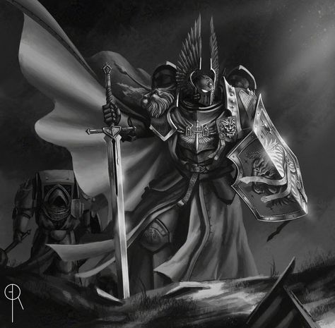 The Knight of Nihilus by Gauvin REMY - 40K Gallery Warhammer Dark Angels, Dark Angels 40k, Watchers On The Wall, Dark Souls Artwork, Space Marine Art, Grey Warden, Grey Knights, 40k Artwork, Dark Angels