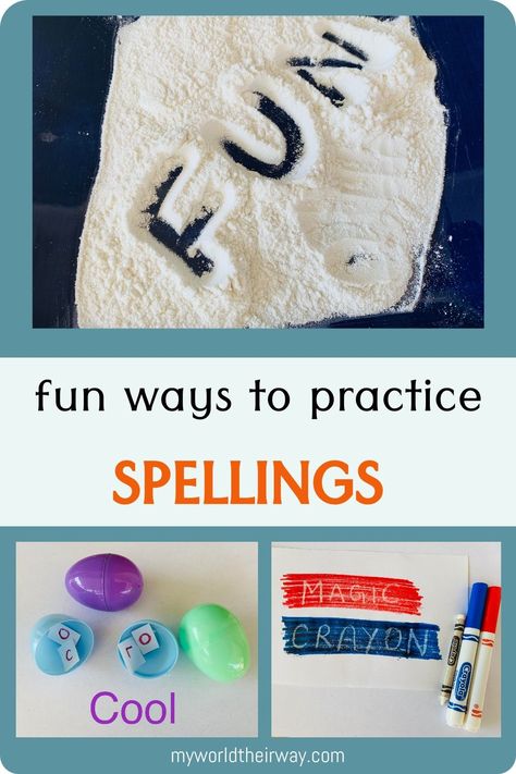 Don't let learning spellings be a boring task. Find some fun and engaging activities for kids to practice their spelling words. #myworldtheirway Letter Games, Free Activities For Kids, Learn To Spell, Screen Free Activities, Diy Projects For Kids, Educational Activities For Kids, Spelling Words, Magic Words, Easy Paper Crafts