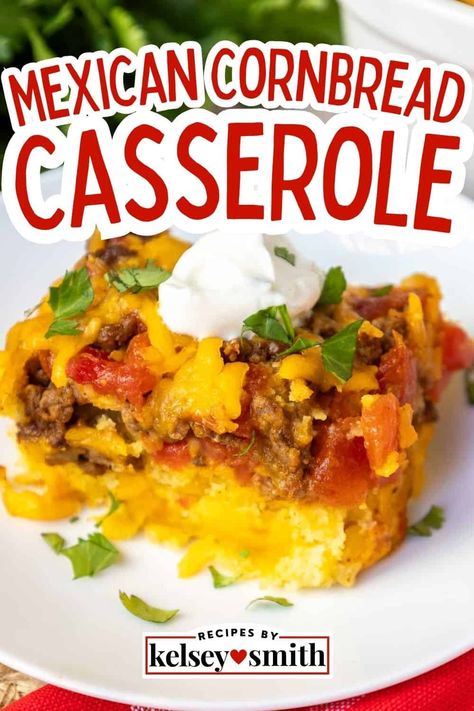 Easy Mexican Cornbread Casserole Mexican Cornbread Casserole Jiffy, Taco Cornbread, Taco Cornbread Casserole, Easy Mexican Cornbread, Mexican Cornbread Casserole Recipe, Thanksgiving Recipes Side Dishes Easy, Jiffy Recipes, Mexican Cornbread Casserole, Decadent Dinner