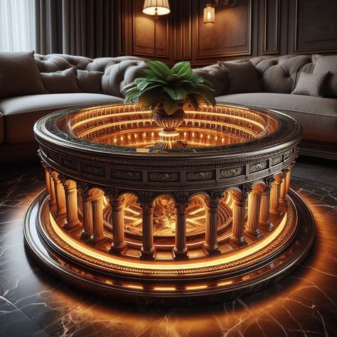 Iconic Architecture: Elevate Your Living Space with a Colosseum Coffee Table ⚔️🏛️🪑 #AncientElegance #GladiatorialDecor #RomanInspiration Add a touch of ancient grandeur to your living space with a Colosseum Inspired Coffee Table. This unique piece of furniture captures the majestic architecture of the Roman Colosseum, featuring intricate details and a sturdy design. Elevate your decor with the Colosseum Inspired Coffee Table, where every coffee break becomes a journey back in time to the day... Timeless Living Room Decor, Majestic Architecture, Ancient Roman Architecture, Roman Colosseum, Timeless Living Room, Viking House, Circular Coffee Table, Iconic Architecture, Luxury Furniture Stores