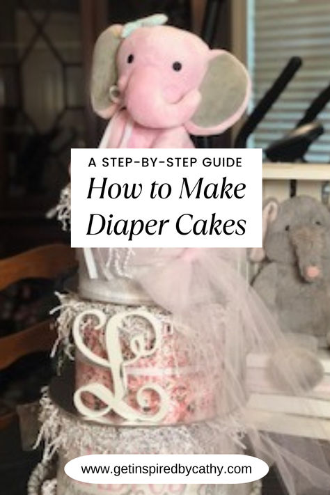 Easy guide with photo and step-by-step instructions on How to Make Diaper Cakes for a shower or gift for the mom/parents to-be.  You will be the star of the shower with one of these diaper cakes shown.  Simple to make yet gorgeous to see.  Read the guide today, gather your materials, and get busy on your new Diaper Cake! How To Make Diaper Cake, How To Make A Diaper Cake, Fairy Diaper Cake, Diaper Cakes For Baby Girl, Receiving Blankets Diy, Diaper Cake Girl, Diaper Cake Instructions, Minnie Mouse Theme Party