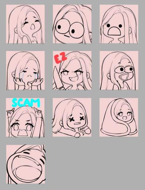 Drawing Face Expressions, Chibi Sketch, 캐릭터 드로잉, Drawing Expressions, Cartoon Faces, Chibi Drawings, Anime Drawings Tutorials, Art Tutorials Drawing, Anime Poses Reference