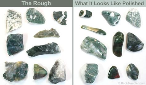 Green Jasper - rough & polished Green Jasper Meaning, Leopardskin Jasper Meaning, Types Of Jasper, Jasper Types, Raw Jasper Rocks, Rock Tumbling, Rock Identification, Rock Tumbler, Brecciated Jasper