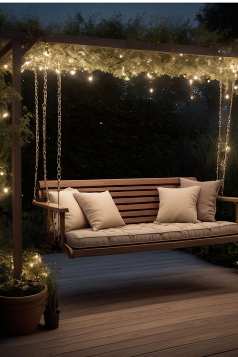 #garden #tranquil #chair #swing #gardenchair #nightgarden Backyard Swings For Adults, Adult Swings Backyard, Magical Backyard, Rose Book, Backyard Swings, Enchanting Garden, Swing Chair Outdoor, Simple Garden, Swing Design