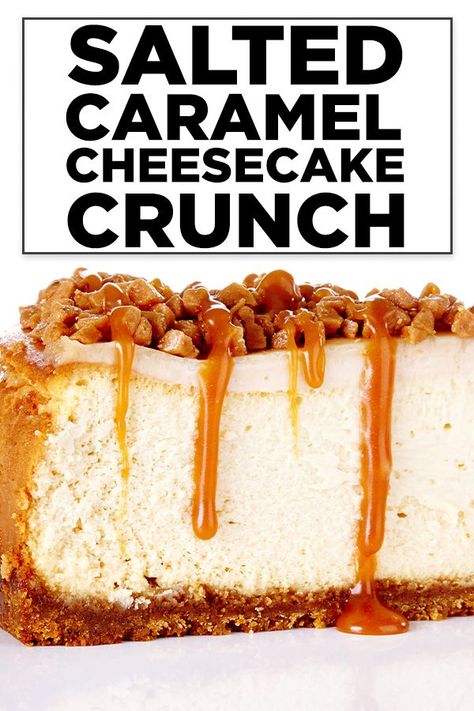 To many, plain cheesecake is decadent enough. Not for us here at Bite Me More and that's why Chef Lisa has created this amazingly delicious Salted Caramel Cheesecake Crunch Recipe. #cheesecake #saltedcaramel #dessert #bitememore #delicious #yougottaeatthis #foodie #foodphotography #christmascheesecake Cheesecake Crunch, Best Cheesecake Recipes, Fun Cheesecake Recipes, Caramel Cheesecake Recipes, Plain Cheesecake, Homemade Salted Caramel, Recipe Cheesecake, Crunch Recipe, Salted Caramel Cheesecake