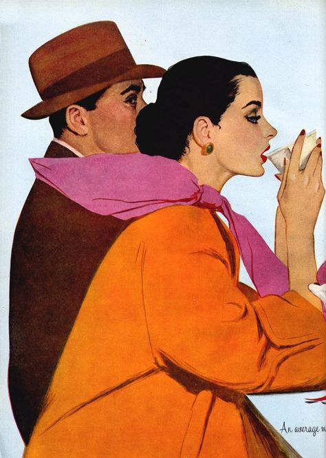 Maxwell Whitmore American Fashion painter and magazine illustrator Tutt'Art@ () Coby Whitmore, Vintage Cosmopolitan, Couples Vintage, Arte Pulp, Vintage Illustration Art, Mid Century Illustration, Vintage Couples, Romance Art, Pulp Art