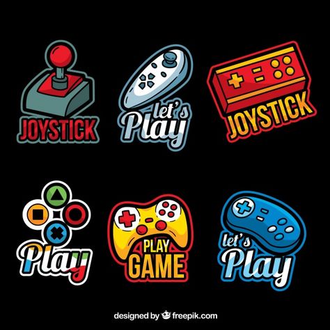 Joystick logo collection with flat design Vector | Free Download Joystick Logo, Logo Design Technology, Gamers Logo, Sticker Inspiration, Gaming Party, Game Zone, Ben 10 Alien Force, Game Logo Design, Sports Team Logos