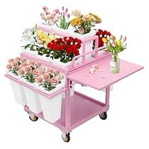 Cart Plant Stand, Metal Pp, Flower Display Stand, Patio Flower Pots, Gift Shop Displays, Moving Plants, Plant Stand With Wheels, Nursery Planning, Florist Tools