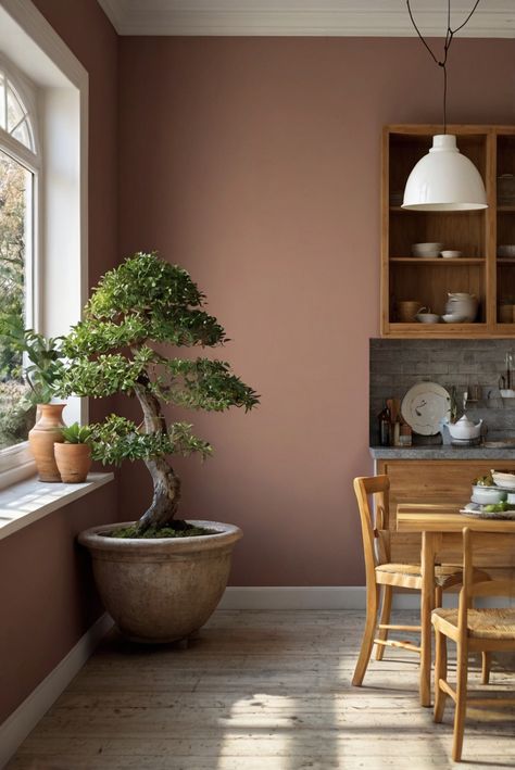 interior wall paint, kitchen color schemes, home painting ideas, paint color selection Dusty Rose Kitchen Walls, Dusty Rose Kitchen, Colors For Kitchen Walls, Mauve Kitchen, Pink Kitchen Walls, Rose Kitchen, Light Oak Floors, Color Combinations Home, Kitchen Walls