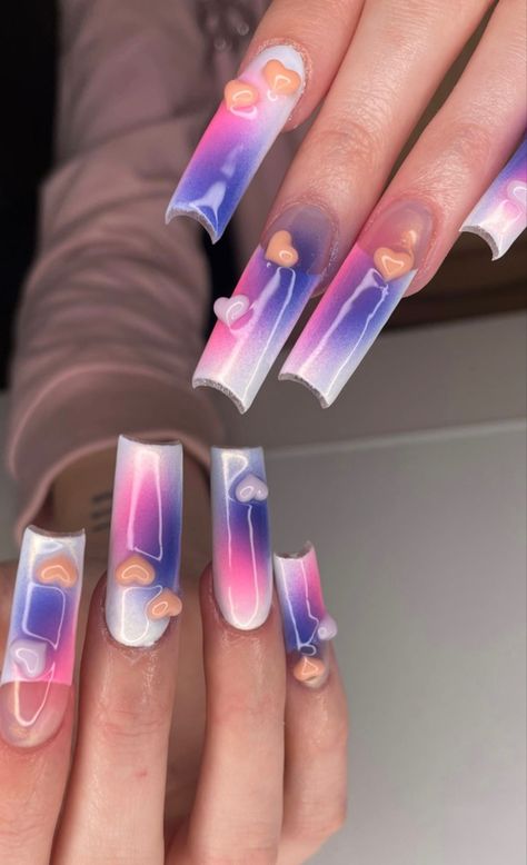 Pink blue nails . 3d heart nail . Nail art . Actylic nails 3d Heart Nails, Pink Blue Nails, 3d Heart, Heart Nails, Blue Nails, Pink Blue, Nail Art, Nails, Pink