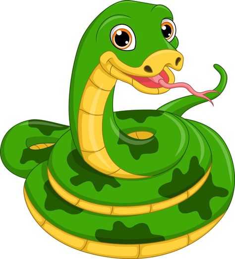 Cute green snake cartoon on white background Snake Cartoon, Snake Clipart, Cartoon Dragon, Green Snake, Anime Backgrounds, Cool Anime Backgrounds, Animal Cards, Anime Background