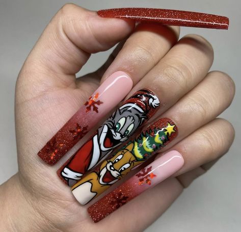 Christmas Character Nail Designs, Character Christmas Nails, Christmas Movie Nails, Movie Inspired Nails, Christmas Character Nails, Cartoon Nail Designs, Character Nails, Cartoon Nails, Mobile Nails