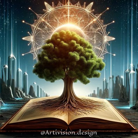 🌳📖 “Unbroken Truth” 🌟 In a world where shadows often blur the lines, the quest for truth remains unyielding. This design embodies the essence of unwavering integrity and clarity. The majestic tree, deeply rooted in knowledge, stands tall in the center of an open book. Surrounding it, a radiant torch lights the path, symbolizing enlightenment and clarity. Transparent glass structures in the background represent transparency and purity, while the unbreakable rock above signifies the indomitabl... The Tree Of Knowledge, Majestic Tree, An Open Book, Glass Structure, Open Book, Stand Tall, In A World, Blur, A World