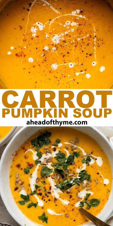 Carrots On The Stove, One Pot Soup, Pumpkin Carrot Soup, Quick And Easy Comfort Food, Pumpkin Soup Recipe Easy, Soup With Carrots, Pumpkin Soup Healthy, Carrot Pumpkin, Harvest Dinner