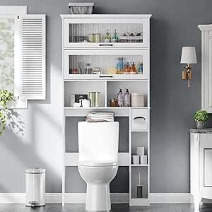 Bathroom Storage Above Toilet, Bathroom Shelf Decor Over Toilet, Transparent Doors, Over The Toilet Storage Cabinet, Toilet Storage Cabinet, Freestanding Bathroom Storage, Over Toilet Storage, Over The Toilet Storage, Bathroom Freestanding