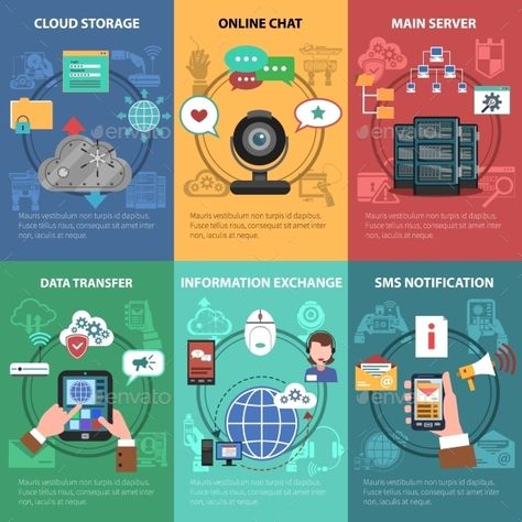 It Device Poster Set Cloud Computing Technology, Computer Vector, Technology Posters, Graphic Designing, Technology Design, Graphic Editing, Vector Illustrations, Cloud Storage, Cloud Computing