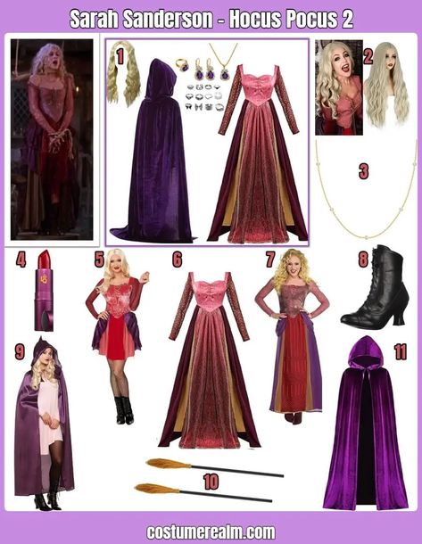 Sanderson Sisters Costumes Diy, Hocus Pocus Costume Diy, Sarah Sanderson Hocus Pocus, Sanderson Sisters Costumes, Hocus Pocus Halloween Costumes, Sarah Sanderson Costume, Hermanas Sanderson, Hocus Pocus Costume, Sister Costumes