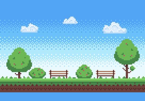 8 Bit Game, Pixel Art Landscape, Retro Vector Illustration, Game 2d, 8bit Art, Cool Pixel Art, Retro Vector, Pixel Games, Game Background