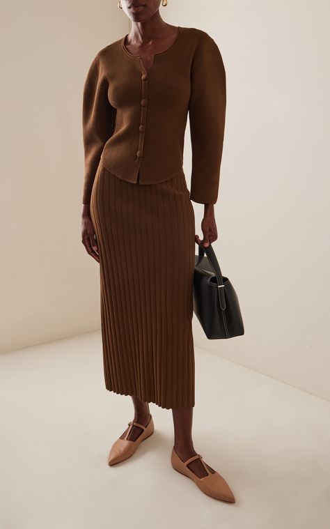 Sophisticated Outfits, Ribbed Knit Top, Malene Birger, By Malene Birger, Maxi Skirts, Knit Fashion, Knit Skirt, Minimal Fashion, Modest Outfits