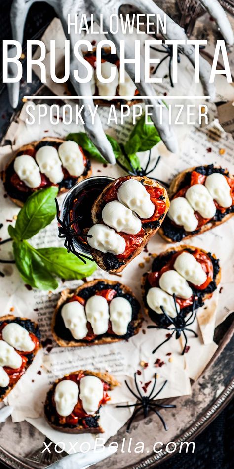 Spooky Appetizers For Halloween Party, Gf Halloween Appetizers, Mozzarella Cheese Skulls, Black Food For Halloween, Skull Mozzarella Balls, Spooky Dishes For Halloween, Halloween Skull Recipes, Friday The 13th Appetizers, Black Foods For Party Appetizers