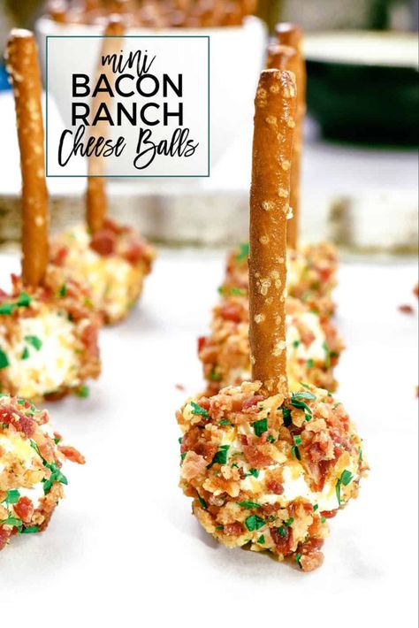 Best Easy Finger Foods, Bacon Ranch Cheese Ball Bites, Snack For Party Finger Food, Bacon Ranch Cheeseball Bites, Pimento Cheese Bites Recipe, Tooth Pick Food Ideas, Mini Bacon Ranch Cheese Ball Bites, Bacon And Cheese Appetizers, Cheese Ball Bites Recipes