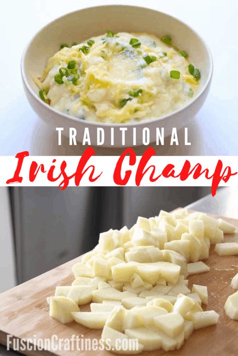 Irish Champ Recipe, Traditional Mashed Potatoes Recipe, Champ Recipe, Green Onions Recipes, Irish Desserts, Irish Cooking, Irish Potato, Irish Recipes Traditional, Irish Dishes