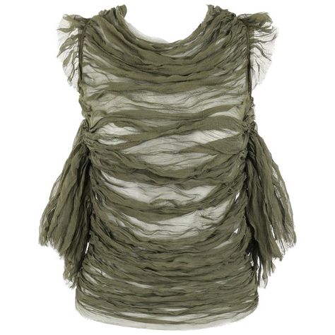 Alexander Mcqueen S/s 2003 "irere" Olive Green Silk Chiffon Lace Back Blouse Faerie Clothes, Silk Chiffon Blouse, Olive Green Blouse, Cream Silk, Chiffon Ruffle, Green Top, Green Silk, Chiffon Blouse, Chiffon Lace