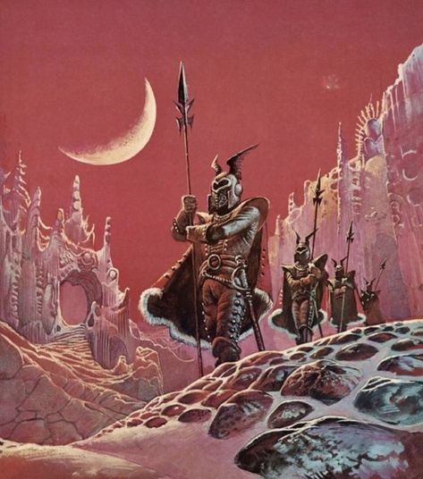 Bruce Pennington, Space Opera Art, Frozen Snow, 70s Sci Fi Art, Dungeons And Dragons Art, Sf Art, Scifi Fantasy Art, Fantasy Heroes, Science Fiction Illustration