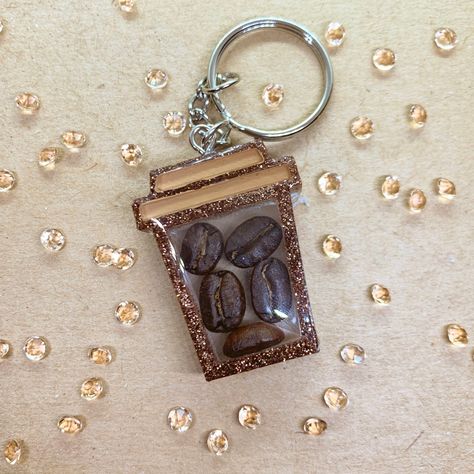 Coffee Cup Keychain, Cup Keychain, Jack Rabbit, Roasted Coffee, Cute Kawaii Drawings, Craft Stuff, Resin Charms, Coffee Bean, Kawaii Drawings