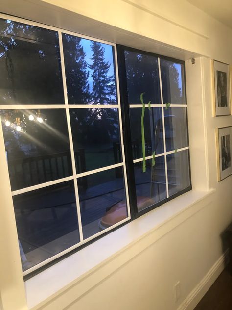 Painting Window Frames, Faux Window Panes, Painted Window Panes, Office Conversion, Condo Style, Black French Doors, Painted Window Frames, Double Pane Windows, Window Panes