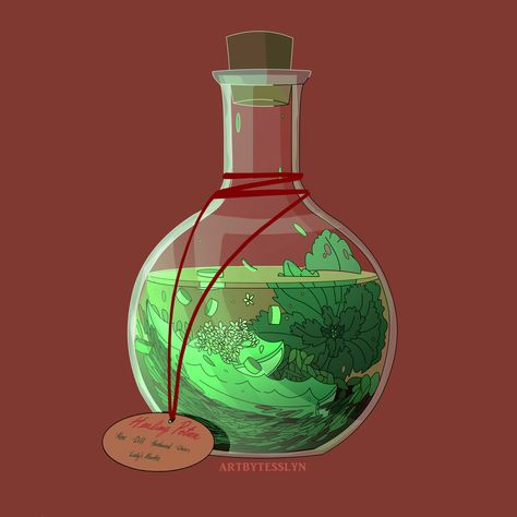 ArtStation - Potions, series 1 Plant Magic Fantasy Art, Healing Potion Art, Fantasy Drinks Art, Fantasy Botanist, Magic Potion Illustration, Potions Art, Potion Illustration, Fantasy Potion, Potion Art