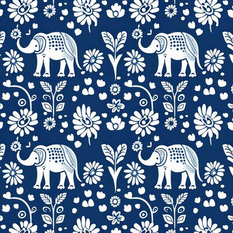 Cute Elephant Illustration, Ganesha Art Illustration, Blue Background Patterns, Chinese Background, Thai Elephant, Elephant Images, Quirky Prints, Elephant Illustration, Thai Pattern