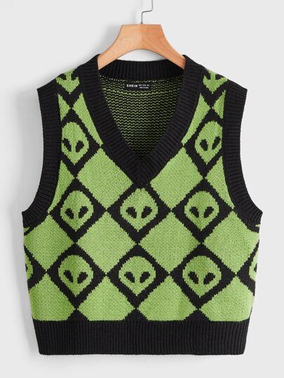 Funky Sweater Vest, Pattern Sweater Vest, Geo Pattern, Sweater Vests, Sweater Vest Women, Women Sweater, Pattern Sweater, Spending Money, Sweater Vest