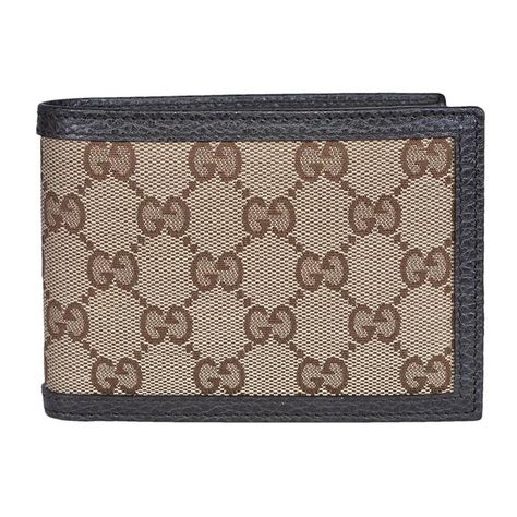 GUCCI BIFOLD WALLET GG MONOGRAM BEIGE/EBONY. #gucci Bifold Wallet Men, Canvas Wallet, Brown Wallet, Card Case Wallet, Leather Bifold Wallet, Gucci Wallet, Brown Canvas, Fold Wallet, Bifold Wallet